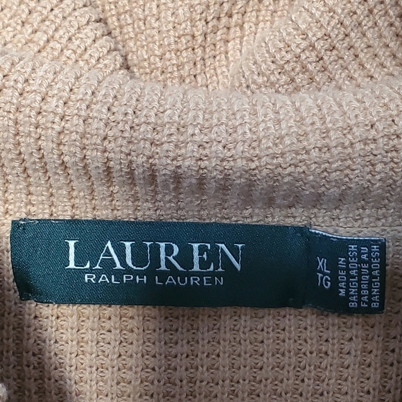 Ralph Lauren Tan Waffle Knit High Neck Pull-Over Thermal Top Women's Size XL - Picture 4 of 8